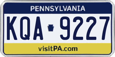 PA license plate KQA9227