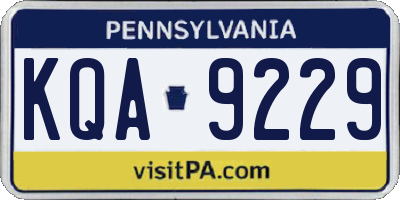 PA license plate KQA9229