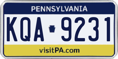 PA license plate KQA9231