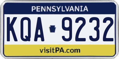 PA license plate KQA9232