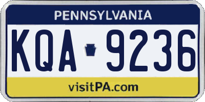 PA license plate KQA9236