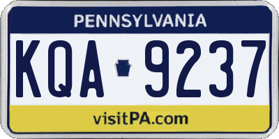 PA license plate KQA9237