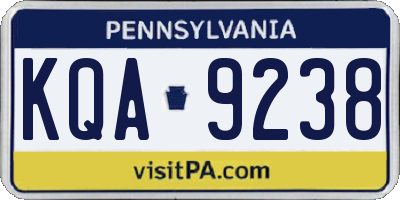 PA license plate KQA9238