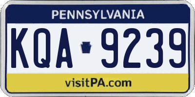 PA license plate KQA9239