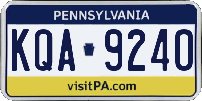 PA license plate KQA9240