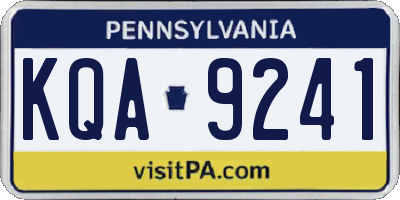 PA license plate KQA9241