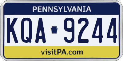 PA license plate KQA9244
