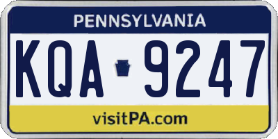 PA license plate KQA9247
