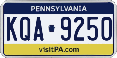 PA license plate KQA9250