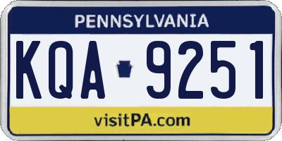 PA license plate KQA9251