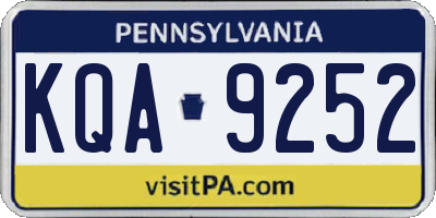 PA license plate KQA9252
