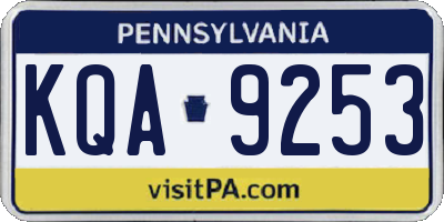 PA license plate KQA9253