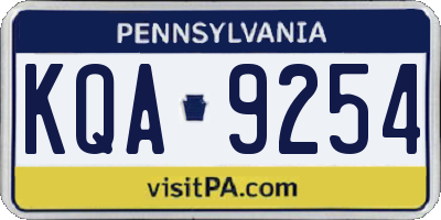 PA license plate KQA9254