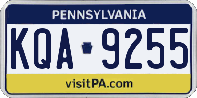 PA license plate KQA9255