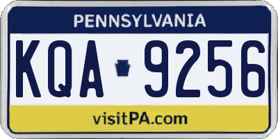 PA license plate KQA9256