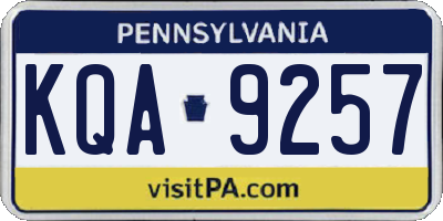 PA license plate KQA9257