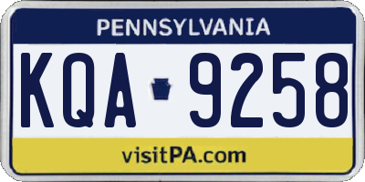 PA license plate KQA9258