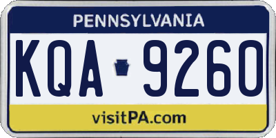 PA license plate KQA9260