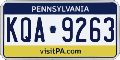 PA license plate KQA9263