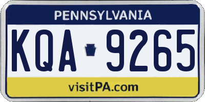 PA license plate KQA9265
