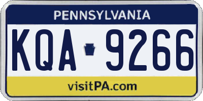 PA license plate KQA9266