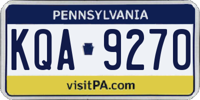 PA license plate KQA9270