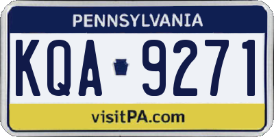 PA license plate KQA9271