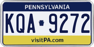 PA license plate KQA9272