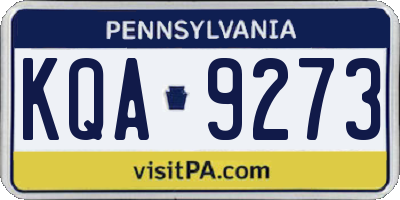 PA license plate KQA9273