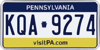 PA license plate KQA9274