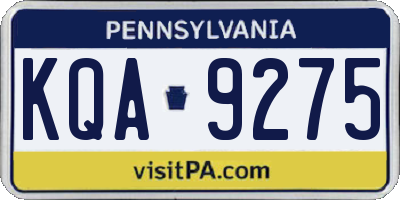 PA license plate KQA9275