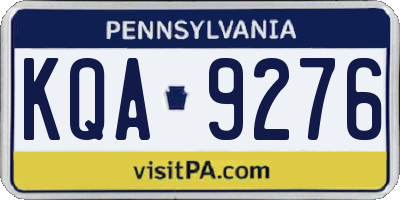 PA license plate KQA9276