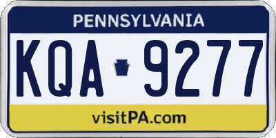 PA license plate KQA9277