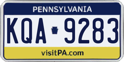 PA license plate KQA9283