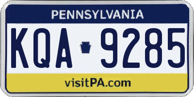 PA license plate KQA9285