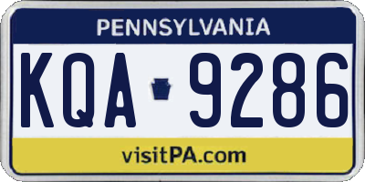 PA license plate KQA9286