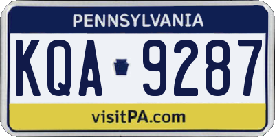 PA license plate KQA9287