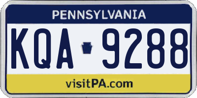 PA license plate KQA9288