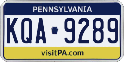 PA license plate KQA9289