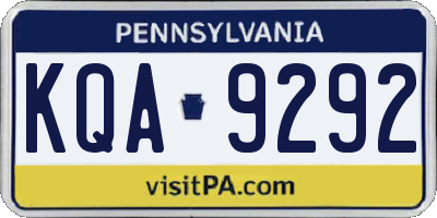 PA license plate KQA9292