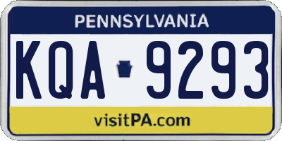 PA license plate KQA9293