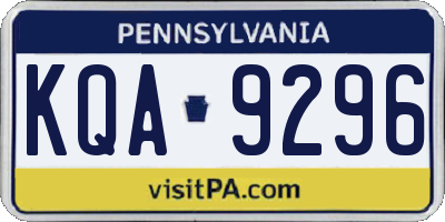 PA license plate KQA9296