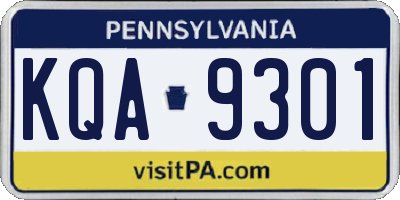 PA license plate KQA9301