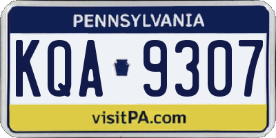 PA license plate KQA9307
