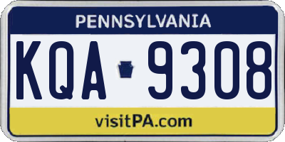 PA license plate KQA9308
