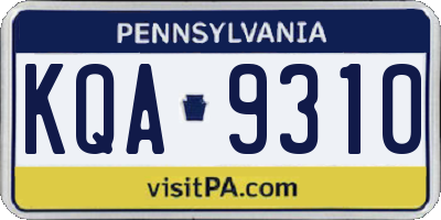 PA license plate KQA9310