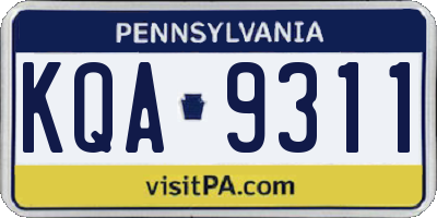 PA license plate KQA9311