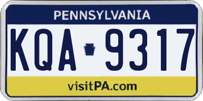 PA license plate KQA9317