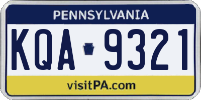 PA license plate KQA9321
