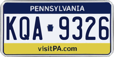 PA license plate KQA9326